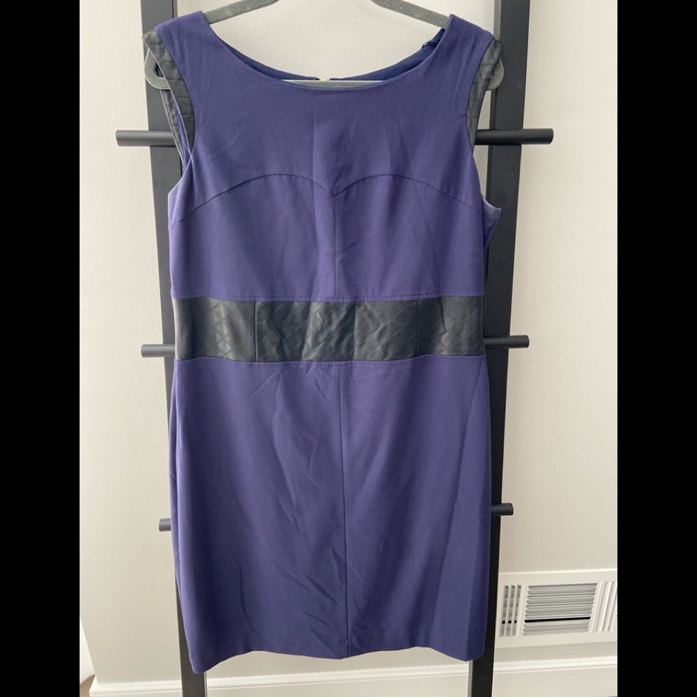 Blues dress with leather accent